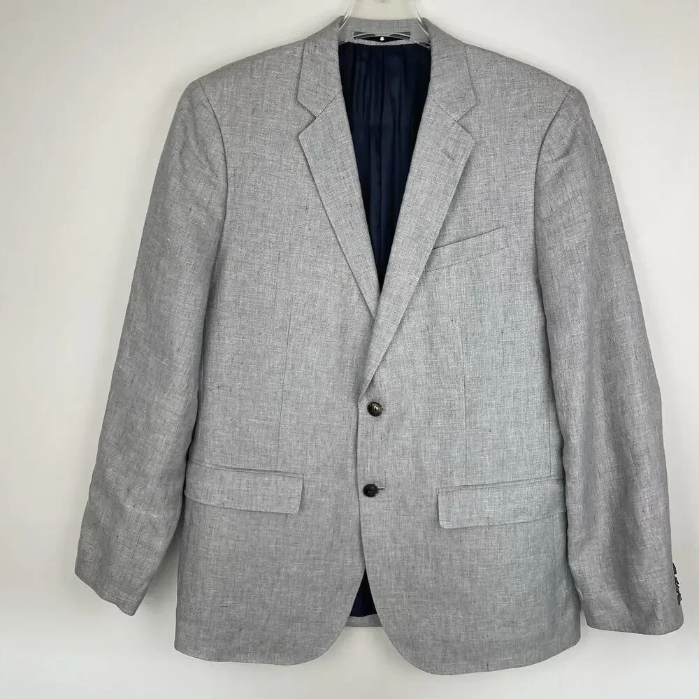 Baird Mcnutt 100% Irish Linen Sport Coat Blazer Mens 40R Gray Lucky Brand Jacket